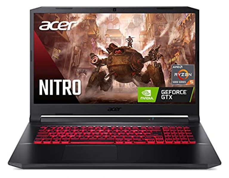 Acer Nitro 5 AN517-41-R7EY Gaming Laptop, AMD Ryzen 5 5600H Hexa-Core Processor | NVIDIA GeForce GTX 1650 | 17.3" FHD IPS Display | 8GB DDR4 | 512GB NVMe SSD | WiFi 6 | Backlit Keyboard