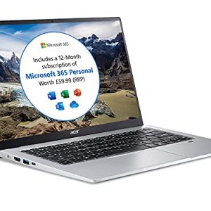 Acer Swift 1 SF114-34 14 inch Laptop - (Intel Pentium N6000, 4GB, 128GB SSD, Full HD Display, Microsoft Office 365, Windows 10 in S Mode, Silver)