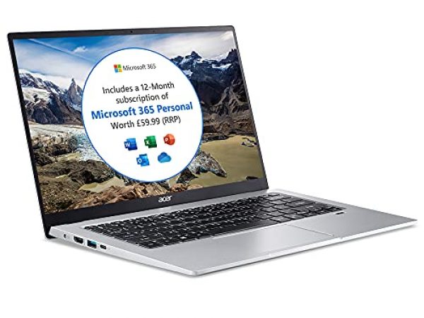 Acer Swift 1 SF114-34 14 inch Laptop - (Intel Pentium N6000, 4GB, 128GB SSD, Full HD Display, Microsoft Office 365, Windows 10 in S Mode, Silver)