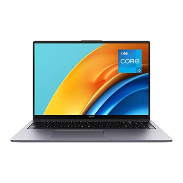 HUAWEI Matebook D16 - 16 Inch Laptop - Windows 11 Intel Core i5-12450H 12th Gen Processor With 8GB RAM & 512GB SSD Storage - Eye Comfort HUAWEI Fullview Display with 1080p Wide-Angle Camera - Grey
