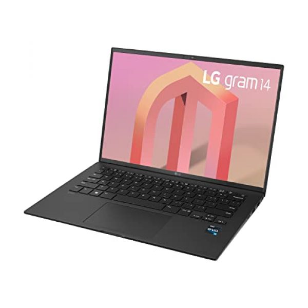 LG gram Laptop 14Z90Q - 14 Inch, Intel Evo Core i5 -12th Gen, 72Wh Battery, (1920 x 1200 px), 8 GB RAM, 256 GB SSD Memory, Windows 11 OS - Black