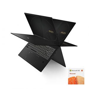 MSI Summit E16 Flip EVO A12MT, 16" Notebook, Microsoft 365 Bundled, Full HD 100% RGB with Pen Touch, Intel i7-1280P, Iris Xe, 16GB LPDDR5, 512GB PCIe 4x4 SSD, WiFi 6E, Windows 11 Home - Ink Black